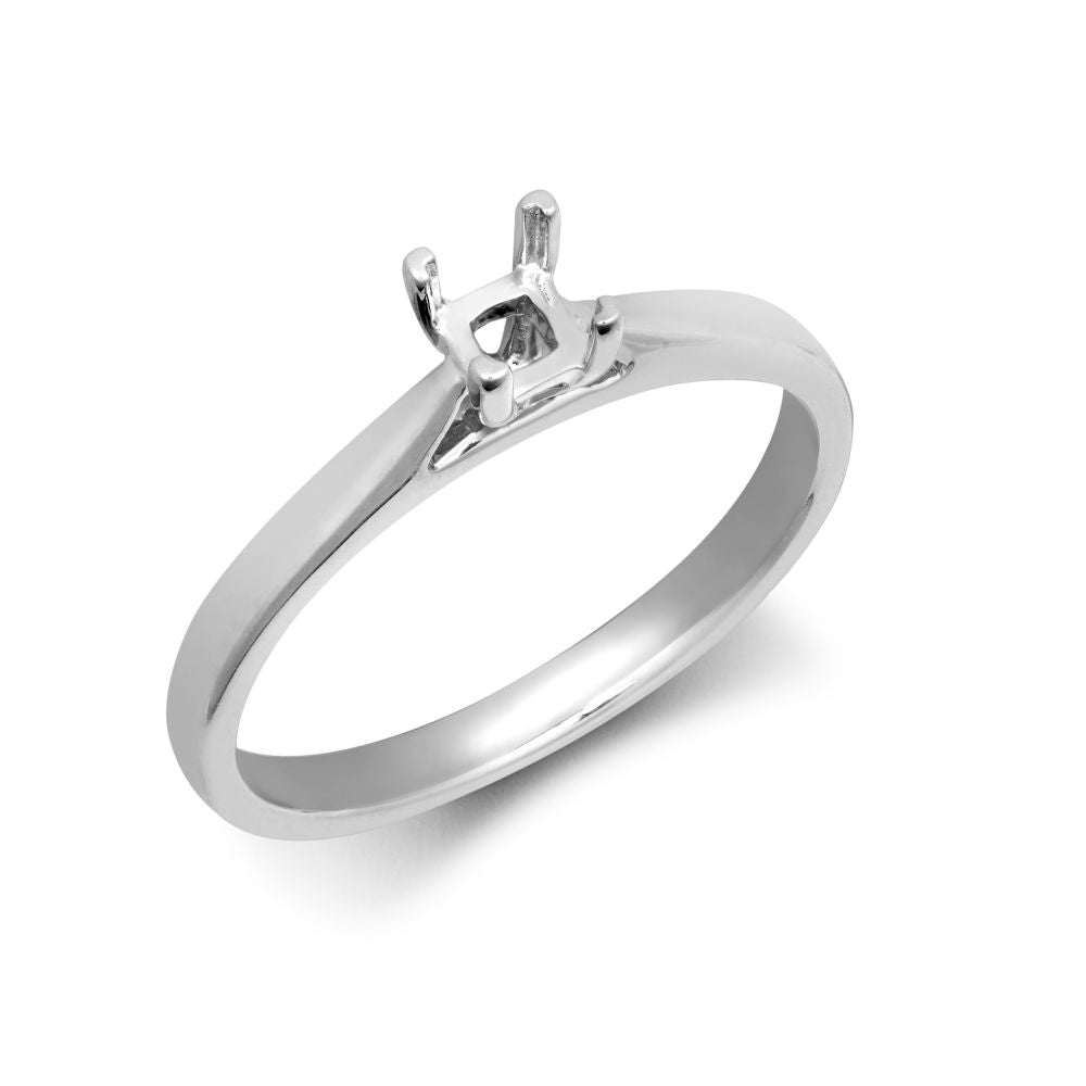 Platinum 0.25ct Princess Cut Solitaire 4 Claw Plain Wed-fit Ring Mount