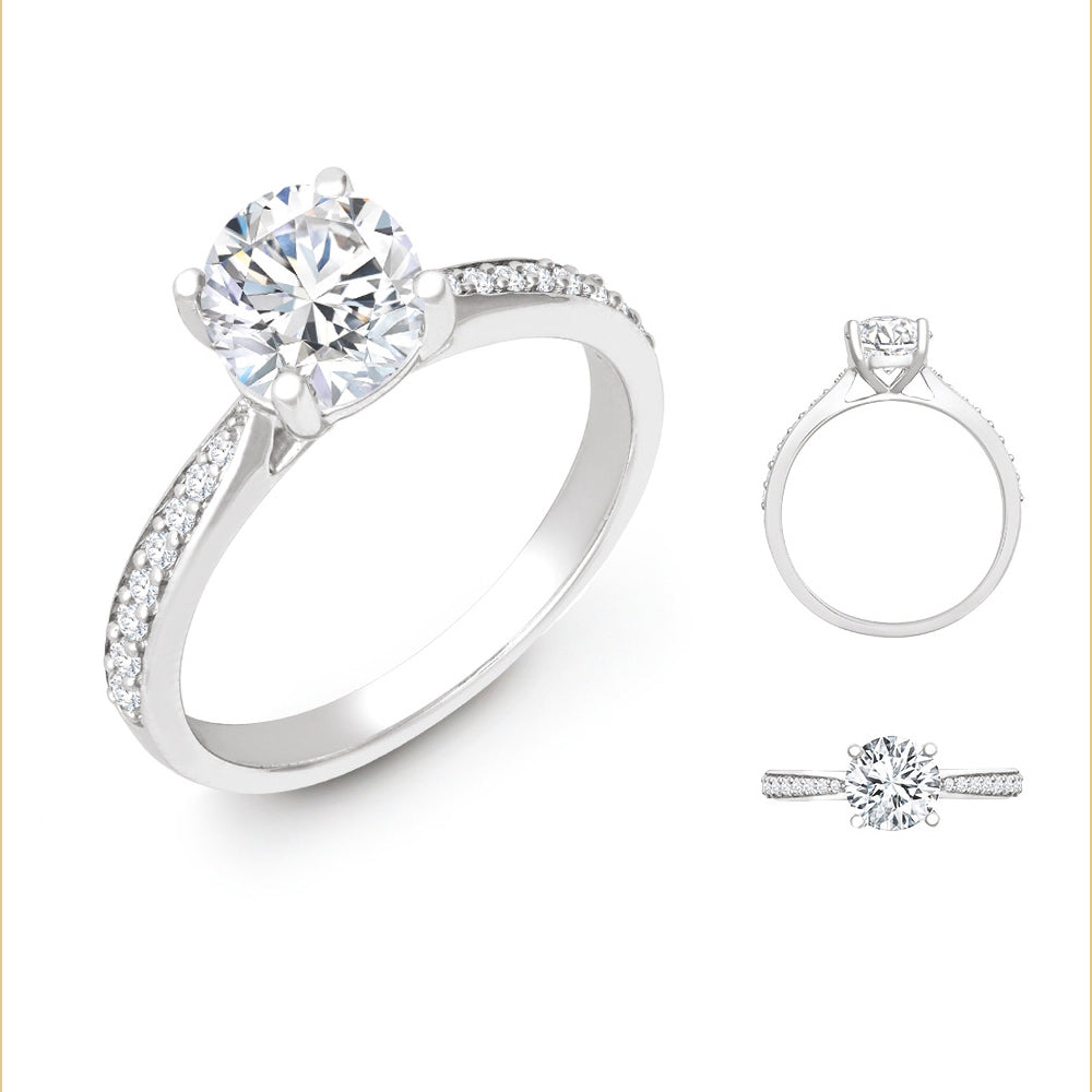 Lab 950 Platinum Gold 0.12ct Diamond Pav?-set Wed-fit Ring Mount + 0.25ct Diamond