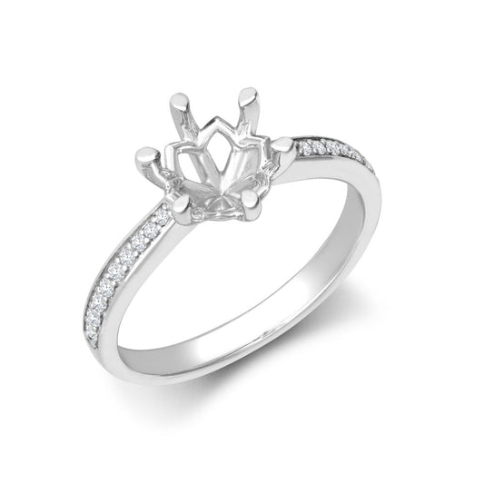 18ct White Gold 0.24ct Natural Diamond Pav?-set 6-claw Ring Mount- Holds 0.25ct
