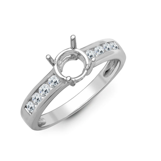 18ct White 0.35ct Natural Diamond Semi Set Ring - Holds 0.50ct