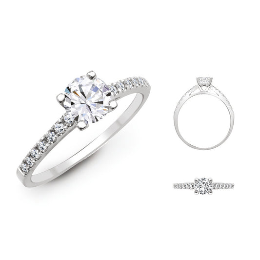 18ct White 0.17ct Natural Diamond Semi Set Ring - Holds 0.25ct
