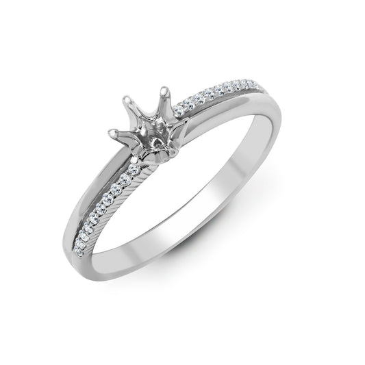 18ct White 0.09ct Natural Diamond Semi Set Ring - Holds 0.25ct