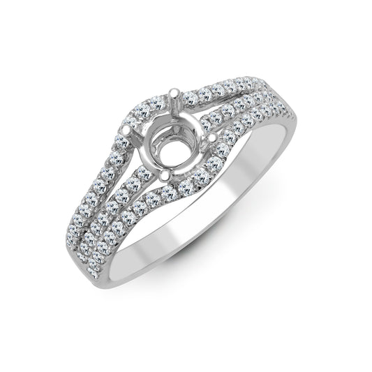 18ct White 0.50ct Natural Diamond Semi Set Ring - Holds 0.50ct