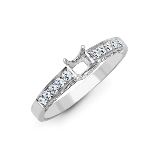 18ct White 0.52ct Natural Diamond Semi Set Ring - Holds 0.50ct