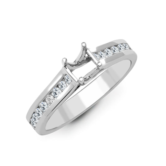 18ct White 0.40ct Natural Diamond Semi Set Ring - Holds 0.50ct