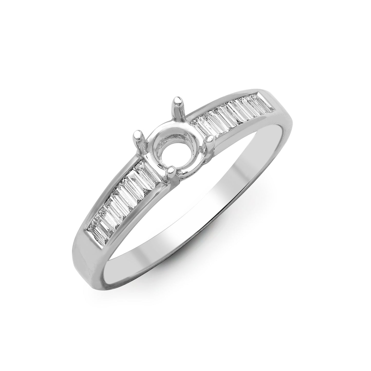 18ct White 0.26ct Natural Diamond Semi Set Ring - Holds 0.25ct