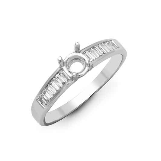 18ct White 0.26ct Natural Diamond Semi Set Ring - Holds 0.25ct