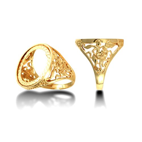 9ct Yellow Gold Full St George Sovereign Ring
