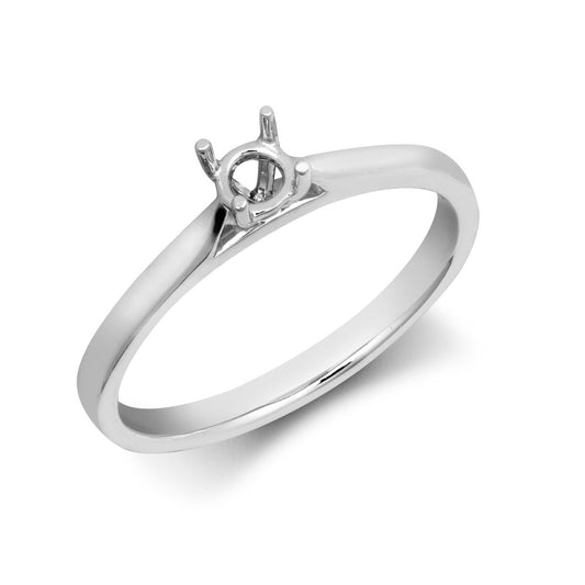 Platinum 0.25ct Round Solitaire 4 Claw Plain Wed-fit Ring Mount